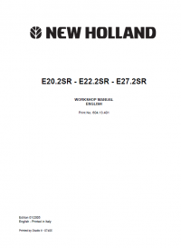 repair manual New Holland E20.2SR, E22.2SR, E27.2SR Hydraulic Excavators Workshop Manual PDF