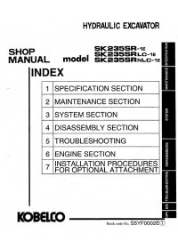 repair manual Kobelco SK235SR-1E SK235SRLC-1E SK235SRNLC-1E Hydraulic Excavator Shop Manual PDF