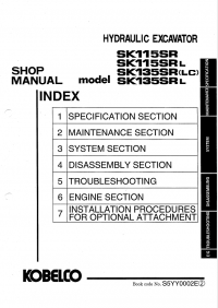 repair manual Kobelco SK115SR / SK135SRL Hydraulic Excavators & Isuzu 4BG1 Diesel Engine Shop Manual PDF