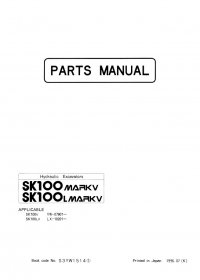 spare parts catalog Kobelco SK100 Mark V & SK100L Mark V Hydraulic Excavators Isuzu Diesel Engine 4BG1 Parts Manual PDF