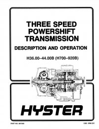 repair manual Hyster Challenger H36.00C H40.00C H44.00C H48.00CH H800C H880C H970C H1050CH Forklift PDF Manual