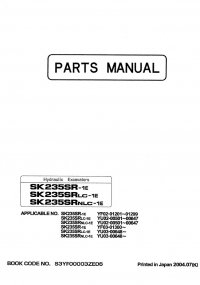 spare parts catalog Kobelco SK235SR-1E SK235SRLC-1E SK235SRNLC-1E Hydraulic Excavator Parts Manual PDF