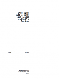 repair manual John Deere 3100 3200 3200X 3300 3300X 3400 3400X Tractors Technical Manual TM4525 PDF