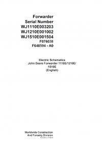 repair manual John Deere Forwarder 1110E 1210E 1510E Electric Schematics Manual F076038 PDF