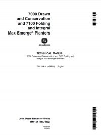 repair manual John Deere 7000 Drawn Conservation & 7100 Folding Integral Max-Emerge Planters TM1154 PDF Manual