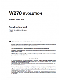 repair manual Fiat Kobelco W270 Evolution Wheel Loader Service Manual PDF