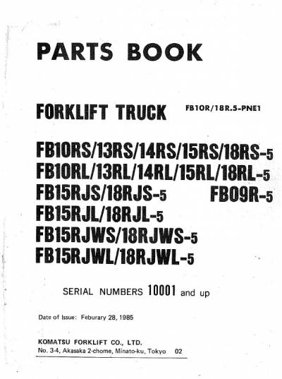 Komatsu Forklift Set of Parts Books PDF