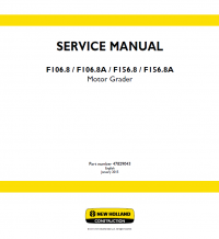 repair manual New Holland Motor Grader F106.8/8A, F156.8/8A Service Manual PDF