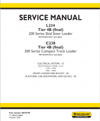 repair manual New Holland L234 and C238 Tier 4B (final) Loaders Set of Service Manual PDF