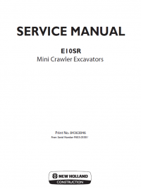 repair manual New Holland E10SR Mini Crawler Excavator Service Manual PDF