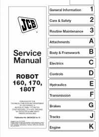 repair manual JCB Skid Steer Robot 160, 170, 180T Service Manual PDF