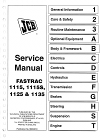 repair manual JCB Tractors Fastrac 1115, 1115S, 1125, 1135 Service Manual PDF