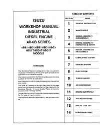 repair manual Workshop Manual for Isuzu Industrial Diesel Engine 4B and 6B Series