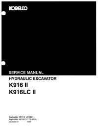 repair manual Kobelco Hydraulic Excavator K916 II and K916LC II Service Manual PDF