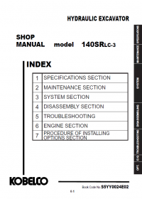 repair manual Kobelco 140SRlc-3 Hydraulic Excavator Shop Manual PDF