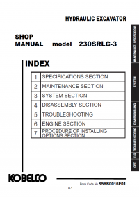 repair manual Kobelco 230SRLC-3 Hydraulic Excavator Shop Manual PDF