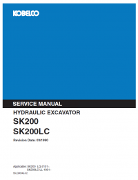 repair manual Kobelco SK200 & SK200LC Hydraulic Excavator PDF Service Manual