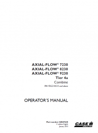 repair manual Case Combines Axial-Flow 7230 8230 9230 Tier 4a Operator’s Manuals PDF