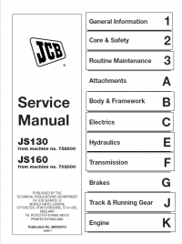 repair manual JCB JS130, JS160 Tracked Excavators Service Manual PDF