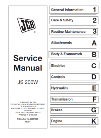 repair manual JCB Excavator JS200W Service Manual PDF