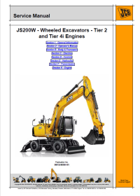 repair manual JCB Wheeled Excavator JS200W with Tier2, Tier4i Engines Service Manual PDF