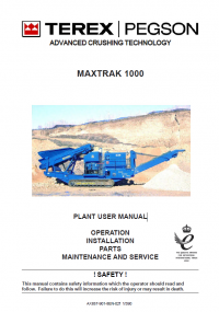 repair manual Terex Maxtrak 1000 Cone Crusher Plant User Manual PDF