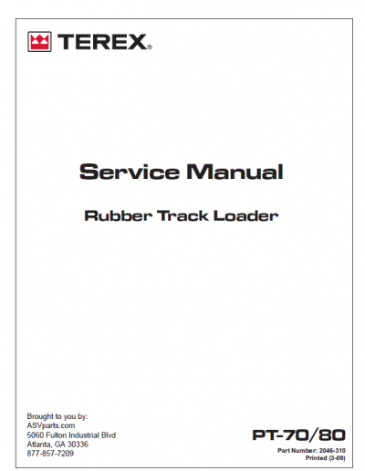 Terex PT 70/80 Track Loader Download PDF Service Manual