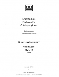 spare parts catalog Terex HML 40 Series B Mobile Excavator Parts Catalog PDF