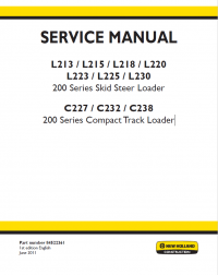 repair manual New Holland L213-L230 and C227-C238 Loaders Service Manual PDF