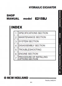 repair manual New Holland E215 BJ Hydraulic Excavator Shop Manual PDF