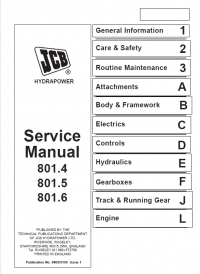 repair manual JCB Hydrapower 801.4, 801.5, 801.6 Mini Excavators Service Manual PDF