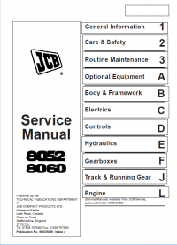 repair manual JCB Mini Excavators 8052, 8060 Service Manual PDF