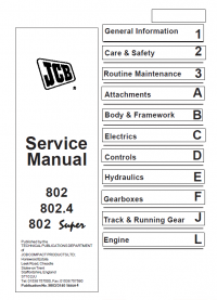 repair manual JCB Mini Excavators 802, 802.4, 802 Super Service Manual PDF