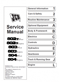repair manual JCB Mini Excavators 802.7, 803, 804 Plus & Super Series Service Manual PDF