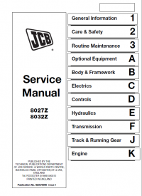 repair manual JCB Mini Excavators 8027Z, 8032Z Service Manual PDF
