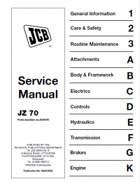 repair manual JCB Excavators JZ70 Service Manual PDF