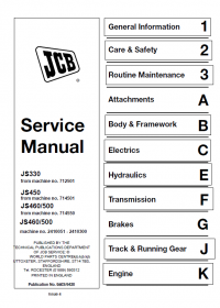 repair manual JCB Tracked Excavators JS330, JS450, JS460, JS500 Service Manual PDF