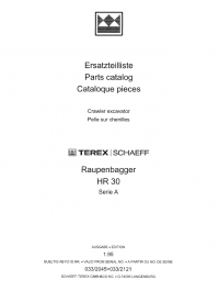 spare parts catalog Terex HR 30 Series A Crawler Excavator Parts Catalog PDF