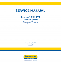 repair manual New Holland Tractor Boomer 54D CVT (Tier 4B) Service Manual PDF