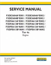 repair manual New Holland Engine F3DE/F3DFA/F3DFE series Tier 4a Service Manual PDF