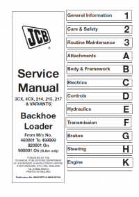 repair manual JCB Backhoe Loader 3CX, 4CX, 214/e, 215, 217 & VARIANTS Service Manual PDF
