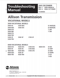 repair manual JCB Allison Transmission 3000 and 4000 Series Families Troubleshooting Manual PDF