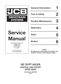 repair manual JCB Drivetrain Systems SD 70/PT Axles Service Manual PDF
