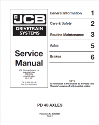 repair manual JCB Drivetrain Systems PD 40 Axles Service Manual PDF