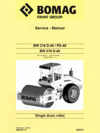 repair manual Bomag BW 216/218 D/PD 40 Single drum roller Service Manual