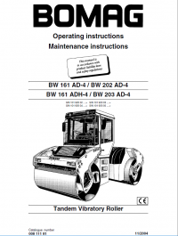 repair manual Bomag BW 161/202/203 AD/ADH-4 Tandem Vibratory Roller PDF Instructions