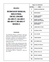 repair manual Isuzu Industrial Diesel Engine AA-4BG1T, AA-6BG1, BB-4BG1T, BB-6BG1T for JCB Workshop Manual PDF