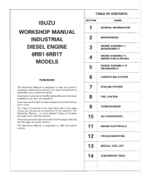 repair manual Isuzu Industrial Diesel Engines 6RB1, 6RB1T Models for JCB Workshop Manual PDF