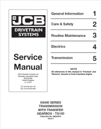 repair manual JCB Drivetrain Systems SS400 Series Transmission Service Manual PDF