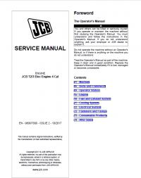 repair manual JCB T2/3 Elec and Mech Engines 4 Cyl Service Manuals PDF